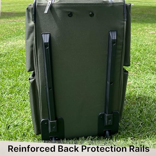 Olympia U.S.A. 33 inch Jumbo Size 8 Pockets Wheeled Rolling Duffel Bag Water Resistant Luggage Lightweight Travel Suitcase with Retractable Handle - color: Green, size: 33 inch