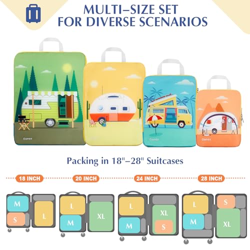 Gonex 4-Piece Compression Packing Cubes, Expandable Travel Organizers - color: RV, size: 4 Set