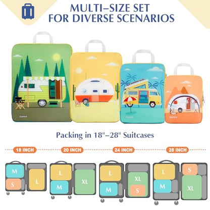 Gonex 4-Piece Compression Packing Cubes, Expandable Travel Organizers - color: RV, size: 4 Set