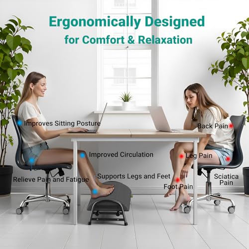 YEASHEIN Adjustable Foot Rest for Under Desk at Work, 6 Positions - Gray - color: Gray