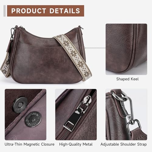 APHISON Trendy Leather Crossbody Purse, Women's Shoulder Handbag - color: 06-taupe