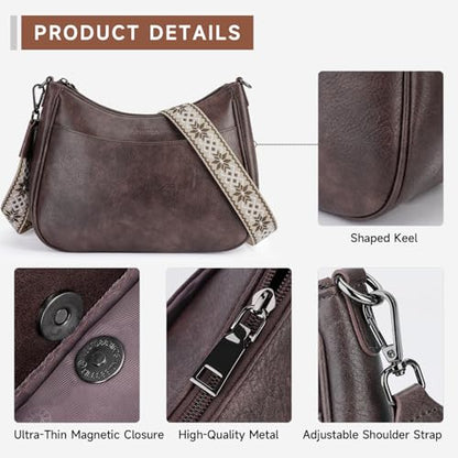 APHISON Trendy Leather Crossbody Purse, Women's Shoulder Handbag - color: 06-taupe