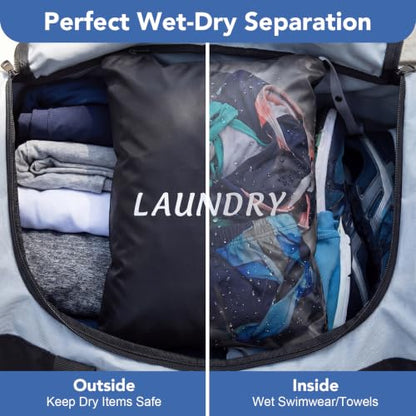 Dntorx 3 Pcs Travel Laundry Bags Dirty Clothes Travel Bag, Foldable Waterproof Laundry Bag with Sturdy Handle for Family Beach Gym Pool Yoga Workout College Dorm Swimsuit Diaper Storage, Black - size: 3 Pack - 45x60cm + 35x55cm + 30x40cm