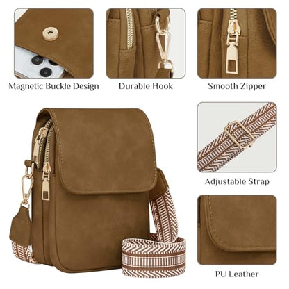 Fashion Small Crossbody Bags for Women Trendy Designer Cell Phone Purses - color: Sandy Brown