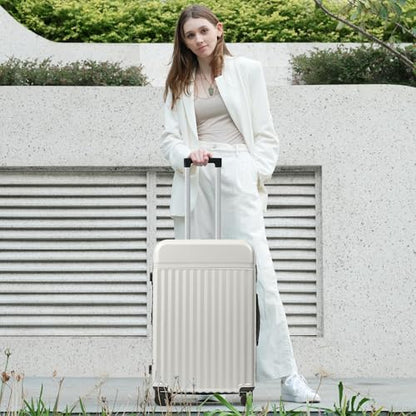 Merax Luggage Sets 2 Piece Front Opening, Hardside 20/24 IN Suitcase - color: White Grey, style: Luggage Set With Top Open 20