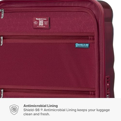 Traveler's Choice Edinburgh II Hardside Spinner Luggage, TSA Lock, Red, 3 Piece Set (21/25/29) - color: Red, size: 3 Piece Set (21/25/29)