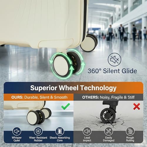 20-Inch Expandable Hardside Carry on Luggage, Suitcase TSA Lock - color: White