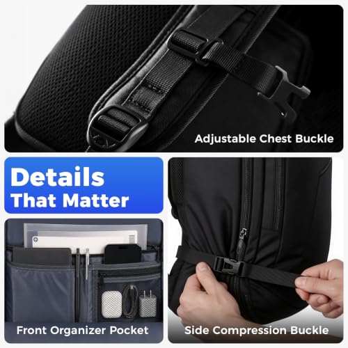 MATEIN Carry on Backpack, Extra Large Expandable Travel Backpack for Men - color: Black, size: X-Large