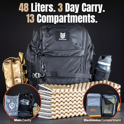 CARGO 48L Travel Backpack for Men, Structured Frame Holds Its Shape Loaded, 13 Zippered Compartments, Dual 17 Inch Laptop and Monitor Bays, Clamshell 3 Day Pack, 5.2 lb Empty