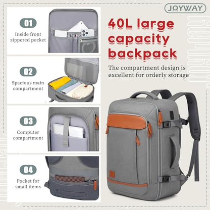 Joyway Expandable Luggage Sets 5 Piece, Lightweight Hard Shell Travel Suitcase Set with Spinner Wheels and TSA Lock, Grey - color: Grey, size: 6 piece set（13/20/24/28）