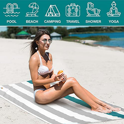 SUN CUBE Microfiber Beach Towel Quick Dry with Carry Bag, Gray 60x30 Inch - color: Light Grey, size: 60.00" x 30.00"