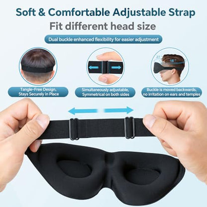 ZGGCD Sleep Mask for Side Sleeper, Light Blocking Eye Mask for Women Men - color: Black