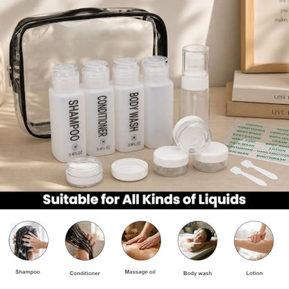 Travel Bottles for Toiletries Pre-Printed 14PCS 3.4oz Containers - color: White