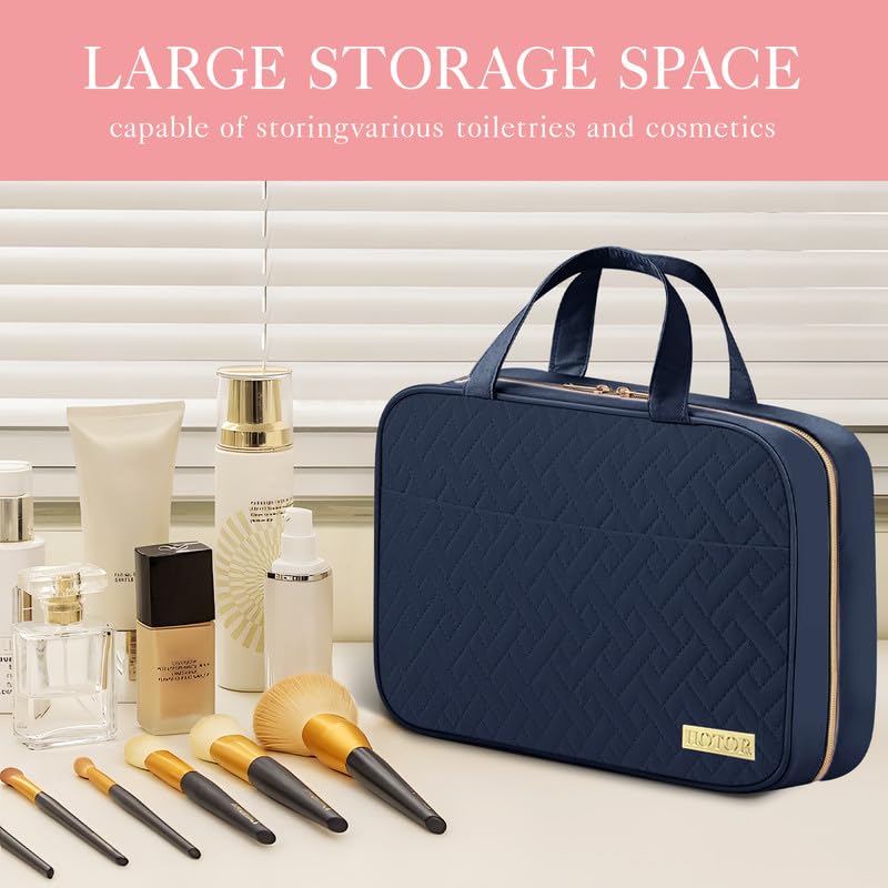HOTOR Hanging Travel Toiletry Bag Women Men Essentials Navy Blue - color: Navy Blue, size: Medium