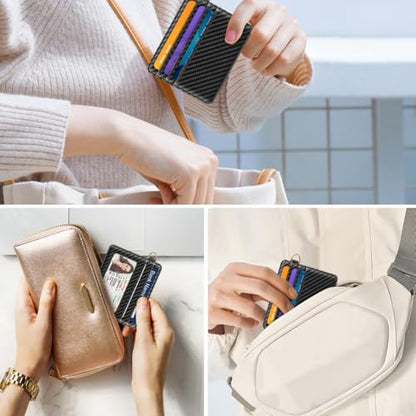Slim Minimalist Pocket Credit Card Holder Wallet Men - color: Carbon Fiber