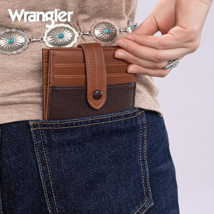 Montana West X Wrangler Women's Wallet Small Minimalist RFID Blocking Credit Card Holder Thin Bifold Wallet with Zipper Coin Pocket - color: Coffee