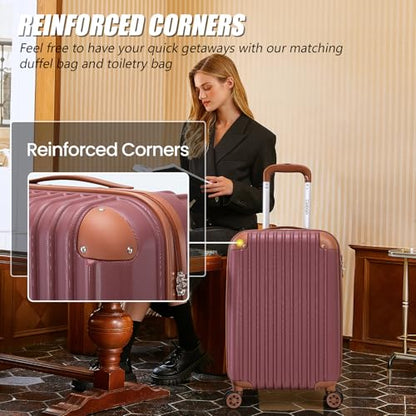 Cosbarn Luggage Sets, Lightweight Durable Hardshell, 5 piece Suitcase Sets - color: CarmineRed