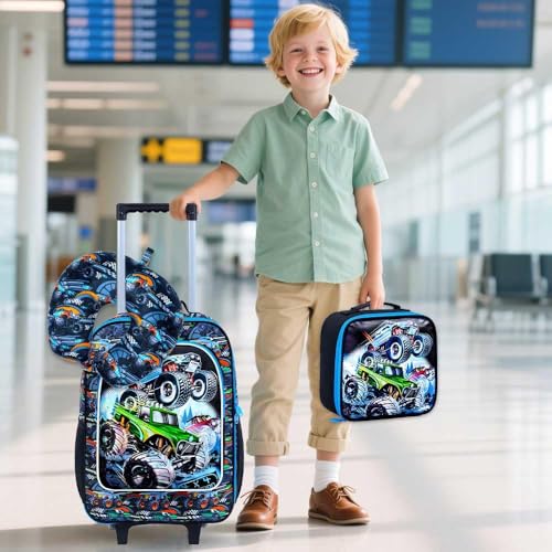 CCJPX 5PCS Kids Luggage Set for Boys, Carry-on Suitcase 18" Truck Blue - color: Blue car 5pcs