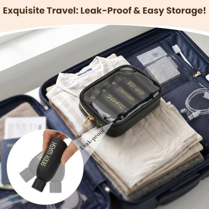Cosywell 3.4oz 5 Pack Travel Bottles for Toiletries Black Toiletry Bottles - color: A-Black-3label2blank