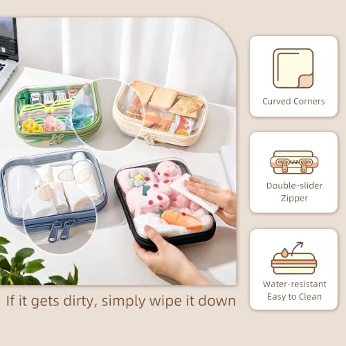 3-PCS Medium Clear Hard Shell Zipper Pouches, Clear Zipper Bags (3M, Black) - color: Black, size: 3M