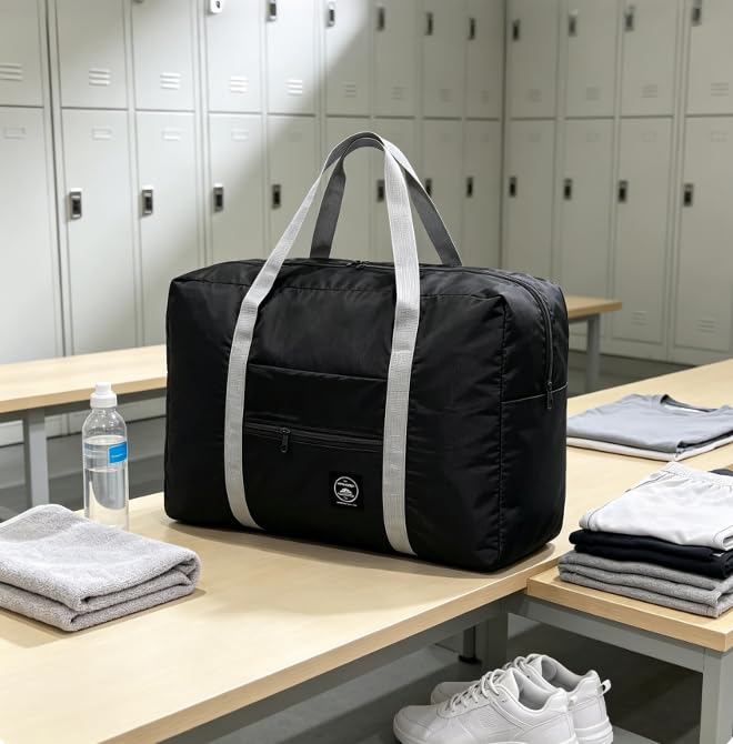 1pcs Foldable Travel Duffel Bag, Lightweight Waterproof Carry,Black - color: Black