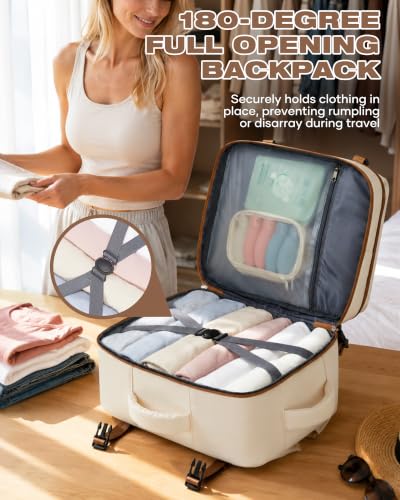 suradar Travel Backpack for Women Men Carry on Backpack - color: A1-beige Brown