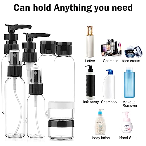 Cosywell Travel Bottles for Toiletries 15 Pack 2oz TSA Approved Bottles - color: H-Black-15pcs