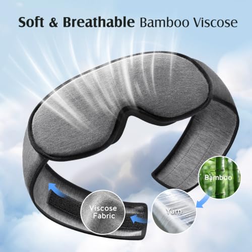 YFONG Sleep Mask for Side Sleeper Women Men, Soft Breathable Bamboo Viscose - color: Dark Gray