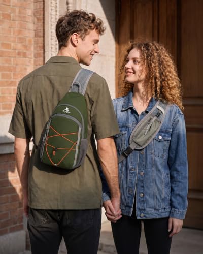 Packable Crossbody Sling Bag for Men Women RFID Lightweight Travel Daypack - color: Green