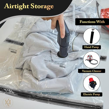 Vacuum Storage Bags 12 Pack Without Hand Pump – Space Saver Compression Bags, Airtight Double-Zip & Triple Valve, Reusable, Lavender Freshness, Bedding, Travel (S/M/L/Jumbo) (Without Pump) - style: Without Pump