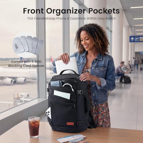 LOVEVOOK Travel Backpack for Women Men,TSA Carry On Luggage with Shoe Pouch - color: Black