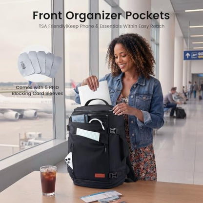 LOVEVOOK Travel Backpack for Women Men,TSA Carry On Luggage with Shoe Pouch - color: Black