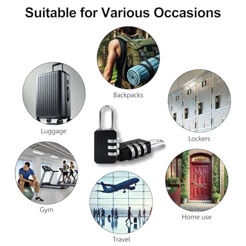 2-Pack Customizable Black Luggage Locks – Set Your Own Combination, Secure Travel Padlocks for Suitcases, Backpacks, and Bags