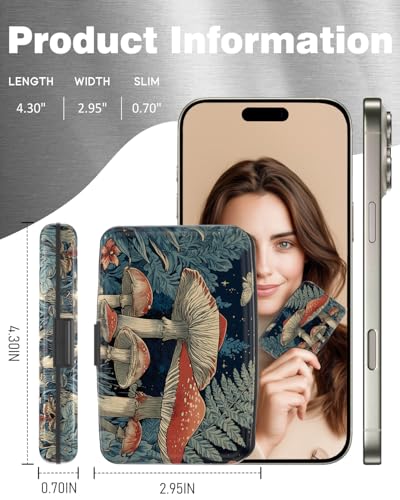 Maicican Credit Card Holder, Mini RFID Blocking Aluminum Wallet - color: Starry Night Mushroom