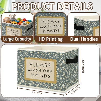 Blue Floral Funny Bathroom Storage Bins Box Collapsible Basket - color: Color33