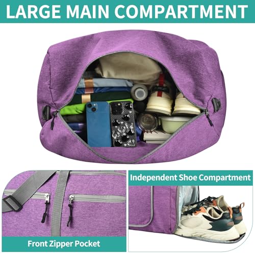 Dimayar 40L Foldable Duffle Bag, Travel & Weekender, Overnight, Gym - color: Purple, size: 40L