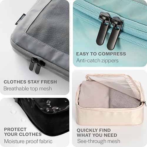 Aerotrunk Compression Packing Cubes for Travel, 4-Pack, Teal - color: Teal, size: 4-Pack