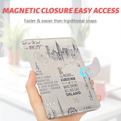 Passport Holder, Cute Travel Wallet Cover with RFID Blocking,Travel - color: O-Travel