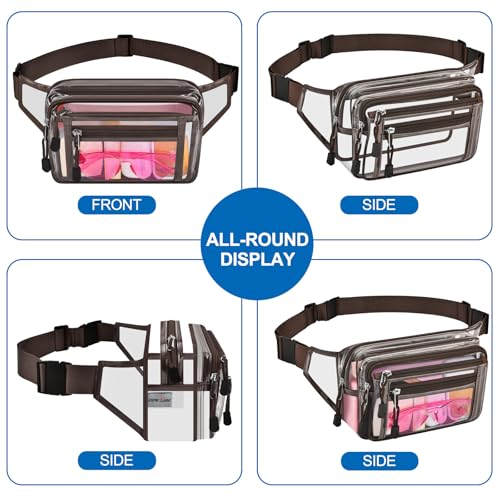 USPECLARE Clear Fanny Pack Stadium Approved Large Multi-Purpose Waist Bag - color: Chocolate, style: 1-pack-pvc