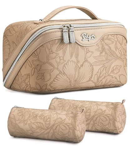 BOYATU Travel Makeup Bags Cosmetic Organizer Bag: 3-Set Make up Bag - color: 02-Light Brown