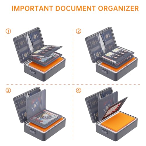 DocSafe 5200°F Fireproof Document Organizer Box with Lock, Gray (Soft) - color: Gray, size: 15"x11"x4.1"