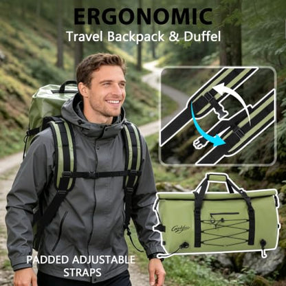 Modoker Waterproof Roll-Top Duffel Backpack for Kayaking and Camping