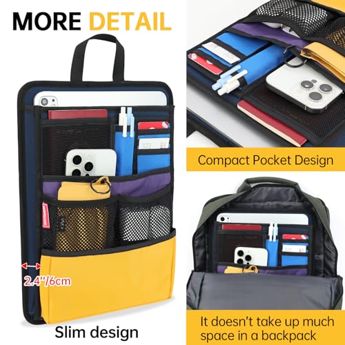 Slim Rugged Backpack Organizer Insert for Business Casual Men Women -13 Pockets,Padded Nylon,Max 14'' laptop - Mix - color: Mix