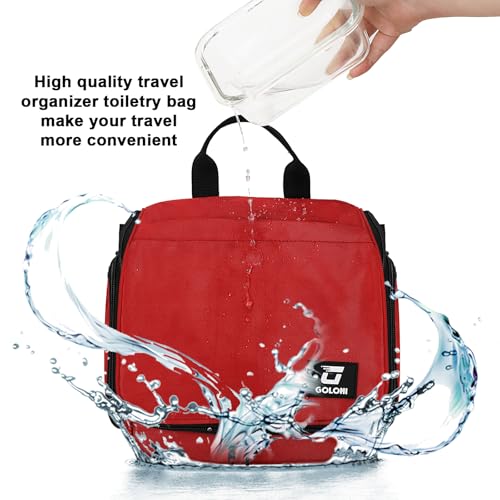 Goloni Hanging Toiletry Bag for Men Women, Water-Resistant Organizer,Pink - color: Red