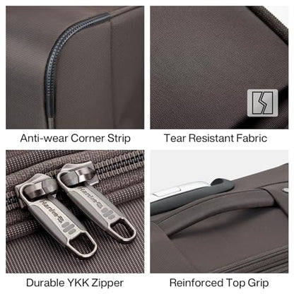Hanke Luggage Set, 3 Piece 20/24/28 Inch Suitcases with Garment Compartment - color: Coffee, size: 3 Pc Set(20/24/28)