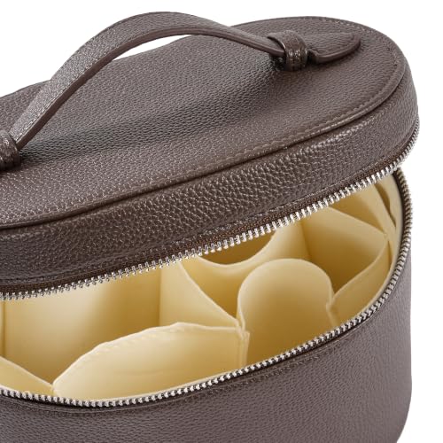 Makeup Bag Vanity Case Cosmetic Bag with Removable Divider Travel Toiletry Bag for Women Portable Make up Box Organizer, Dark Brown - color: Dark Brown
