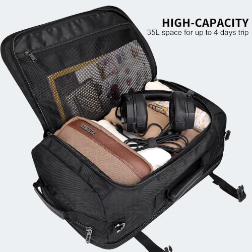 WITZMAN Travel Backpack for Men Women Laptop Backpack with USB Charging Port Carry-on Luggage Flight Approved(B686 Black) - color: Black