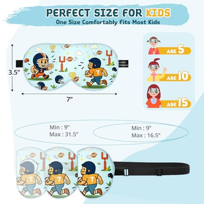 Kids Silk Sleep Mask, 100% Mulberry Silk Eye Mask with Adjustable Strap - color: Football Style