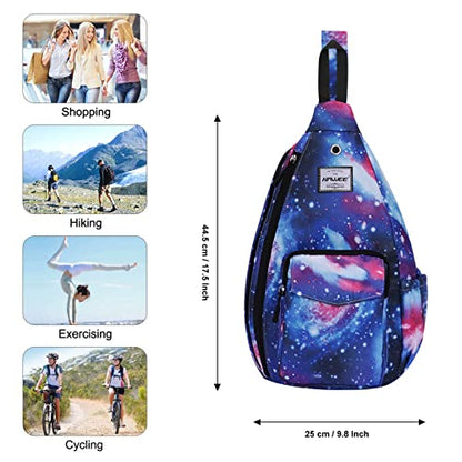 Backpack Sling for Women Anti-Water Crossbody Bag Inclined Adjustable Pack - color: Galaxy