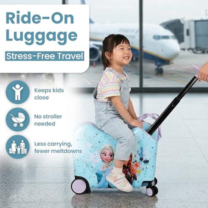 Bioworld Frozen Elsa and Anna Ride-On Luggage For Kids & Toddlers - color: Frozen Elsa and Anna